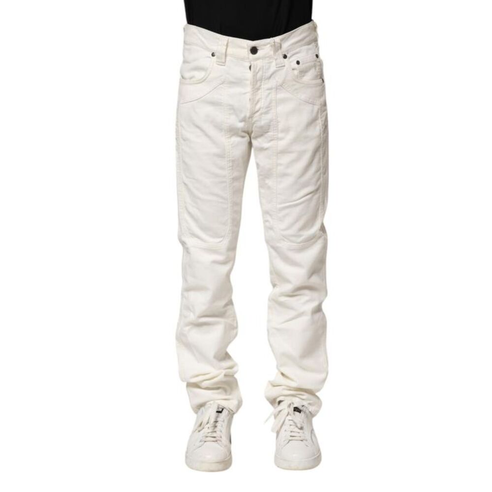 Jeckerson Off White Cotton Pants Men White Bottoms